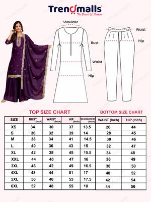 Trendmalls Purple Georgette Embroidery Sequence Work Kurta Palazzo Set with Dupatta 7