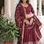 Maroon Embroidered Silk Flared Lehenga with Unstitched Blouse and Dupatta