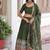 Olive Green Sequins & Thread Embroidered Vichitra Silk Flared Lehenga with Unstitched Blouse and Dupatta