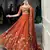 Rust orange Sequins Embroidery Rangoli Silk Partywear Lehenga with Unstitched Blouse