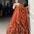 Rust orange Sequins Embroidery Rangoli Silk Partywear Lehenga with Unstitched Blouse