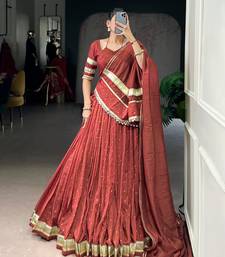 Traditional Pure Chanderi Zari Embroidered Lehenga Set