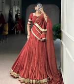 Traditional Pure Chanderi Zari Embroidered Lehenga Set