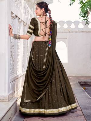 Designer Chanderi Silk Lehenga Choli with Lace Border Dupatta 3