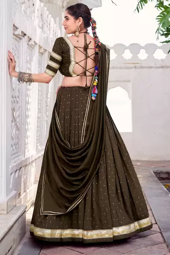 Designer Chanderi Silk Lehenga Choli with Lace Border Dupatta