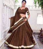 Elegant Pure Chanderi Lehenga Choli with Embossed Zari Weaving Work