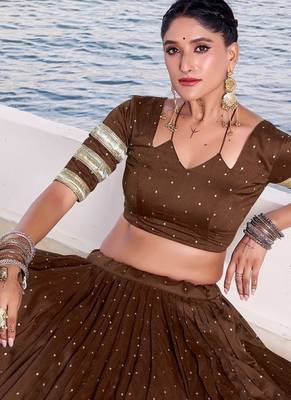 Elegant Pure Chanderi Lehenga Choli with Embossed Zari Weaving Work 4