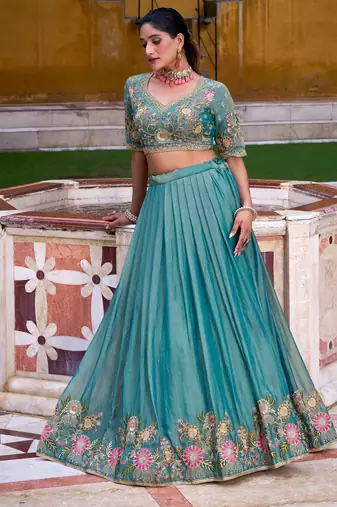 Designer Zari Shimmer Lehenga Choli with Thread & Sequins Work