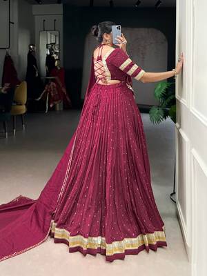 Designer Chanderi Silk Lehenga Choli with Lace Border Dupatta 2