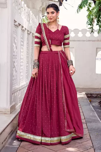 Designer Chanderi Silk Lehenga Choli with Lace Border Dupatta