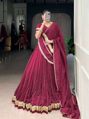 Designer Chanderi Silk Lehenga Choli with Lace Border Dupatta 5