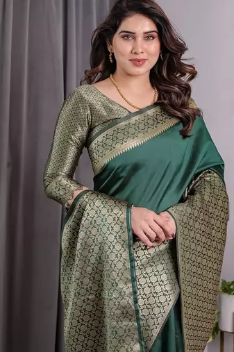 Green Color Zari Woven Banarasi Art Silk Saree