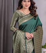 Green Color Zari Woven Banarasi Art Silk Saree