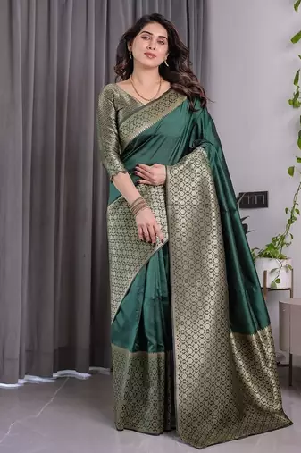 Green Color Zari Woven Banarasi Art Silk Saree