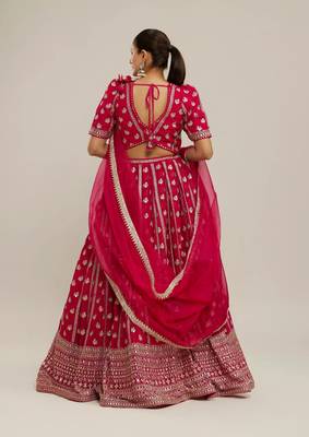 Women's Pink Georgette Sequins With Zari Embroidery Lehenga 4