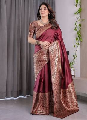 Maroon Color Zari Woven Banarasi Art Silk Saree 2