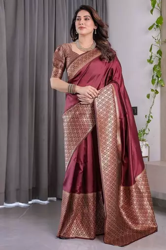 Maroon Color Zari Woven Banarasi Art Silk Saree