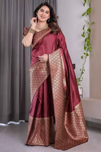 Maroon Color Zari Woven Banarasi Art Silk Saree