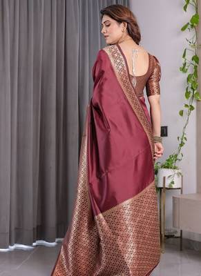 Maroon Color Zari Woven Banarasi Art Silk Saree 5