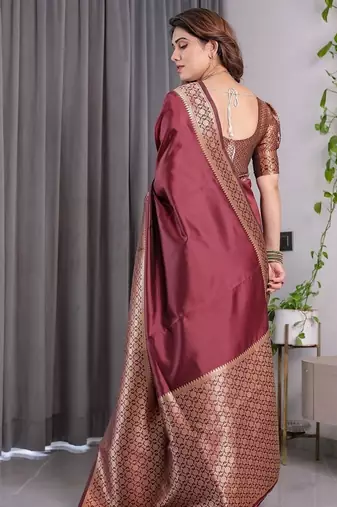 Maroon Color Zari Woven Banarasi Art Silk Saree