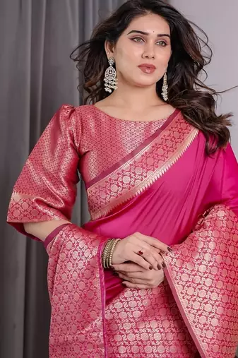 Pink Color Zari Woven Banarasi Art Silk Saree