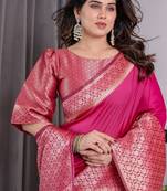 Pink Color Zari Woven Banarasi Art Silk Saree