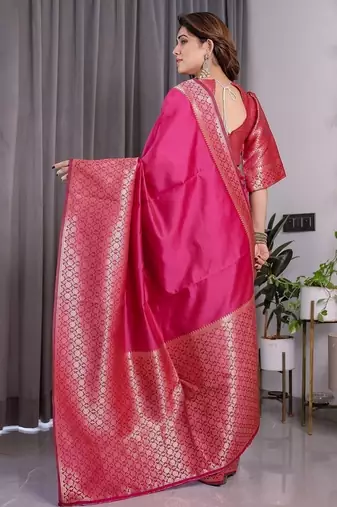 Pink Color Zari Woven Banarasi Art Silk Saree