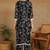 Vahson women's black printed rayon kurta with trousers and lace detailing