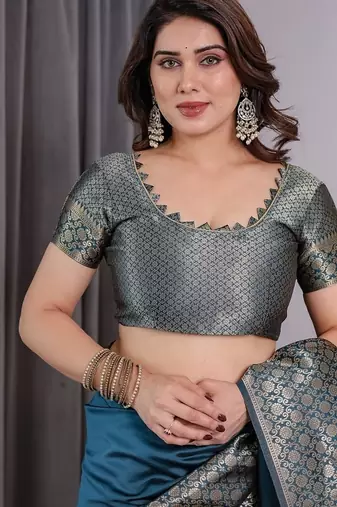 Teal Color Zari Woven Banarasi Art Silk Saree