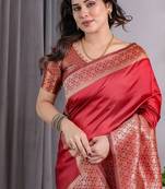 Red Color Zari Woven Banarasi Art Silk Saree