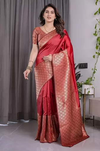 Red Color Zari Woven Banarasi Art Silk Saree