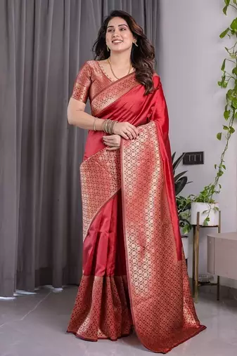 Red Color Zari Woven Banarasi Art Silk Saree
