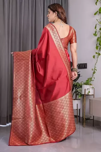 Red Color Zari Woven Banarasi Art Silk Saree