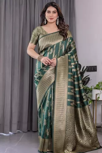 Green Color Zari Woven Banarasi Art Silk Saree