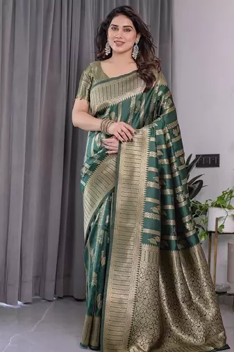 Green Color Zari Woven Banarasi Art Silk Saree