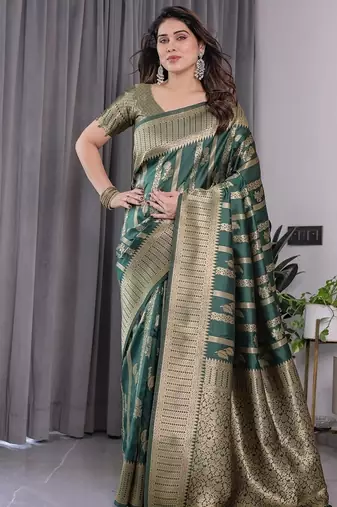 Green Color Zari Woven Banarasi Art Silk Saree