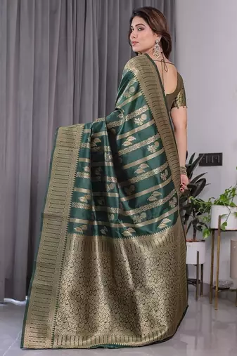 Green Color Zari Woven Banarasi Art Silk Saree