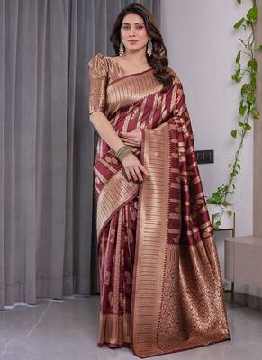 Maroon Color Zari Woven Banarasi Art Silk Saree 2