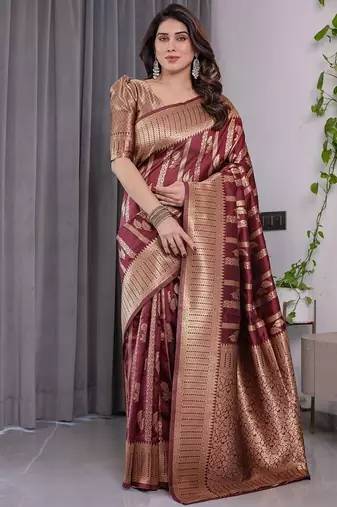 Maroon Color Zari Woven Banarasi Art Silk Saree
