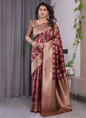 Maroon Color Zari Woven Banarasi Art Silk Saree 3