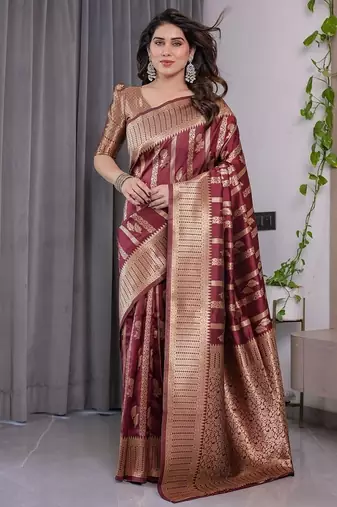 Maroon Color Zari Woven Banarasi Art Silk Saree