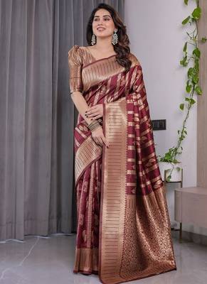 Maroon Color Zari Woven Banarasi Art Silk Saree 4