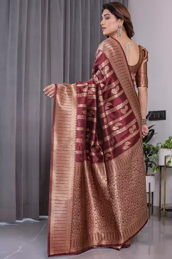 Maroon Color Zari Woven Banarasi Art Silk Saree