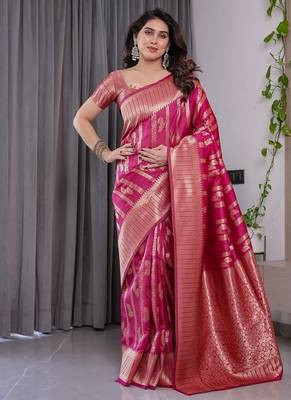 Pink Color Zari Woven Banarasi Art Silk Saree 2
