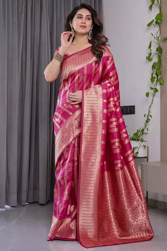 Pink Color Zari Woven Banarasi Art Silk Saree