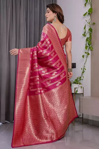 Pink Color Zari Woven Banarasi Art Silk Saree