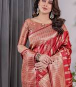 Red Color Zari Woven Banarasi Art Silk Saree