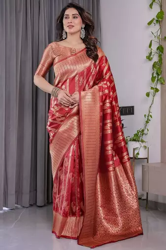Red Color Zari Woven Banarasi Art Silk Saree