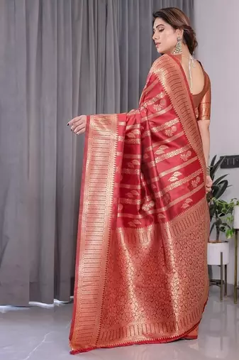 Red Color Zari Woven Banarasi Art Silk Saree