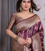Wine Color Zari Woven Banarasi Art Silk Saree